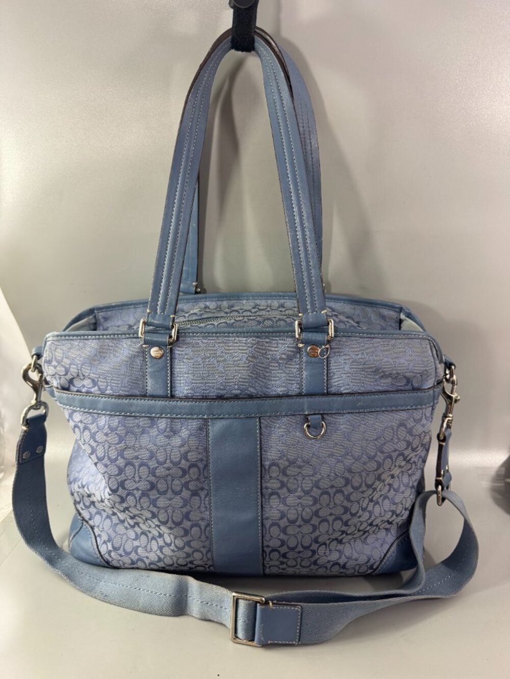 Authentic Coach CC signature Canvas with Leather Diaper Bag